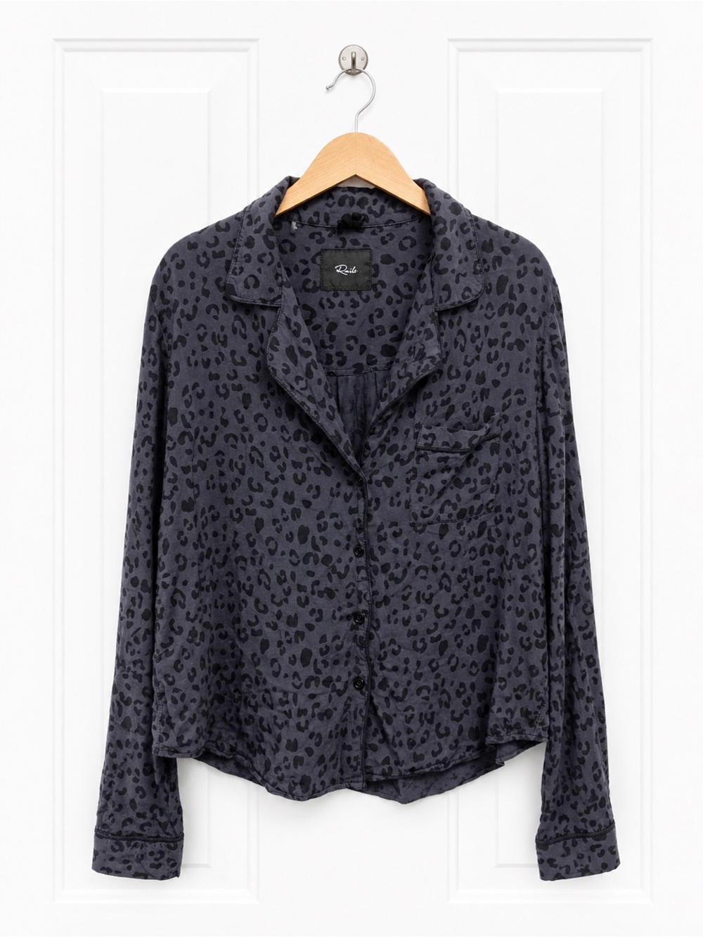 Rails Dark Gray Leopard Print Pajama Top